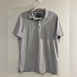 Banana Republic Shirt Polo Short Sleeve Classic Design Strip Gray Men Size Large